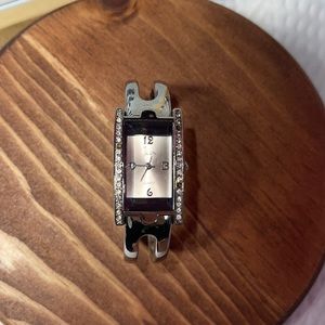 VINTAGE JOHN WEITZ Women's Rhinestone Silver Tone Quartz Watch With Cuff…
